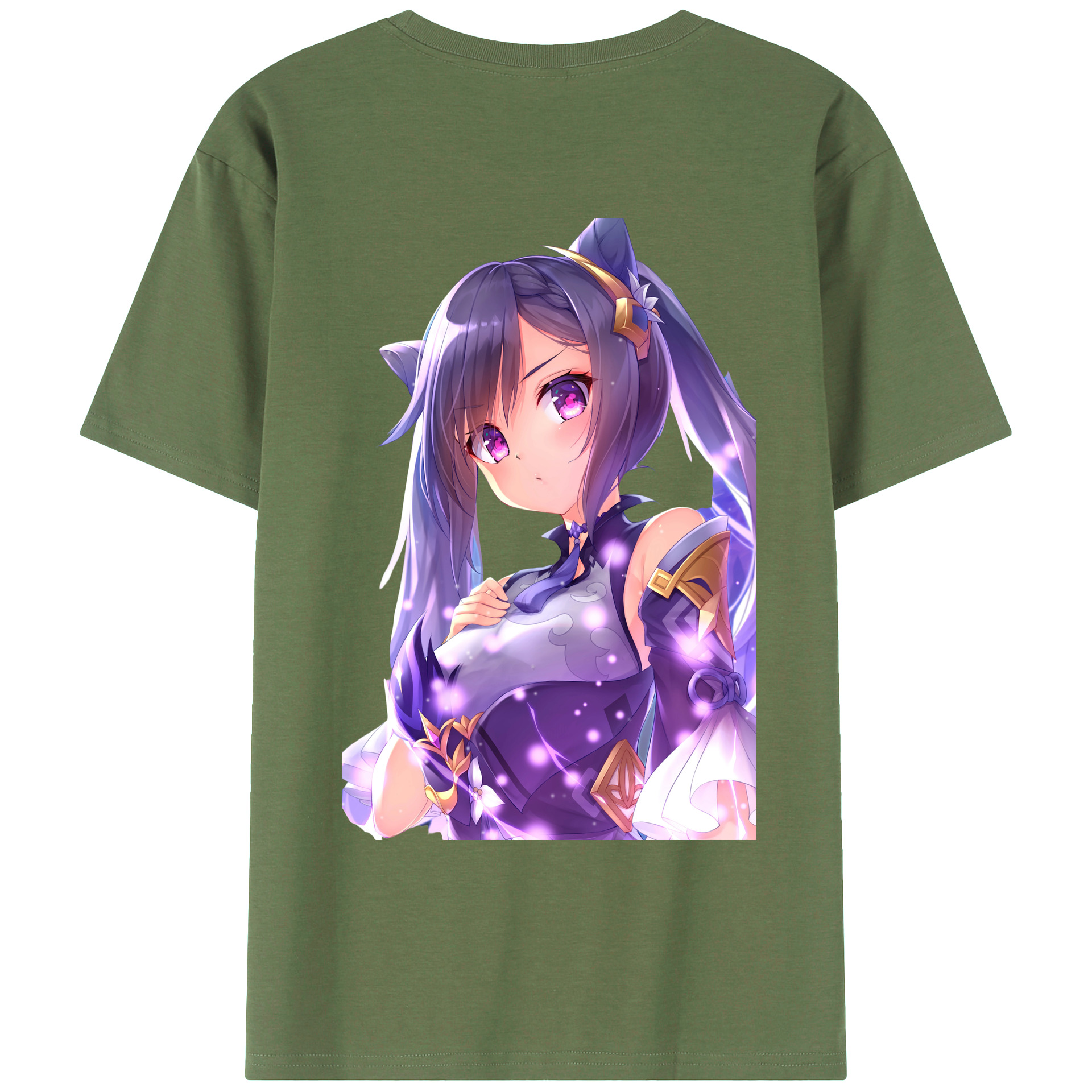 げんし神 刻晴 こくせい genshin Kokusei 綿100％ メンズ半袖Tシャツ（バックプリント） 通気性